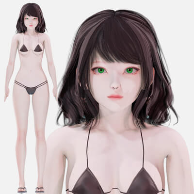 Bikini UE Unity Blender Animated D Model By BlenderAnimeModel D