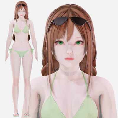 Bikini UE Unity Blender Animated D Model By BlenderAnimeModel D