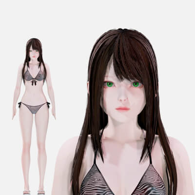 Bikini Model UE Unity Blender Animated By BlenderAnimeModel D