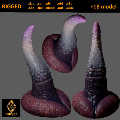 Spiked Tentacle Dildo Rigged 3D Model By TriDsign