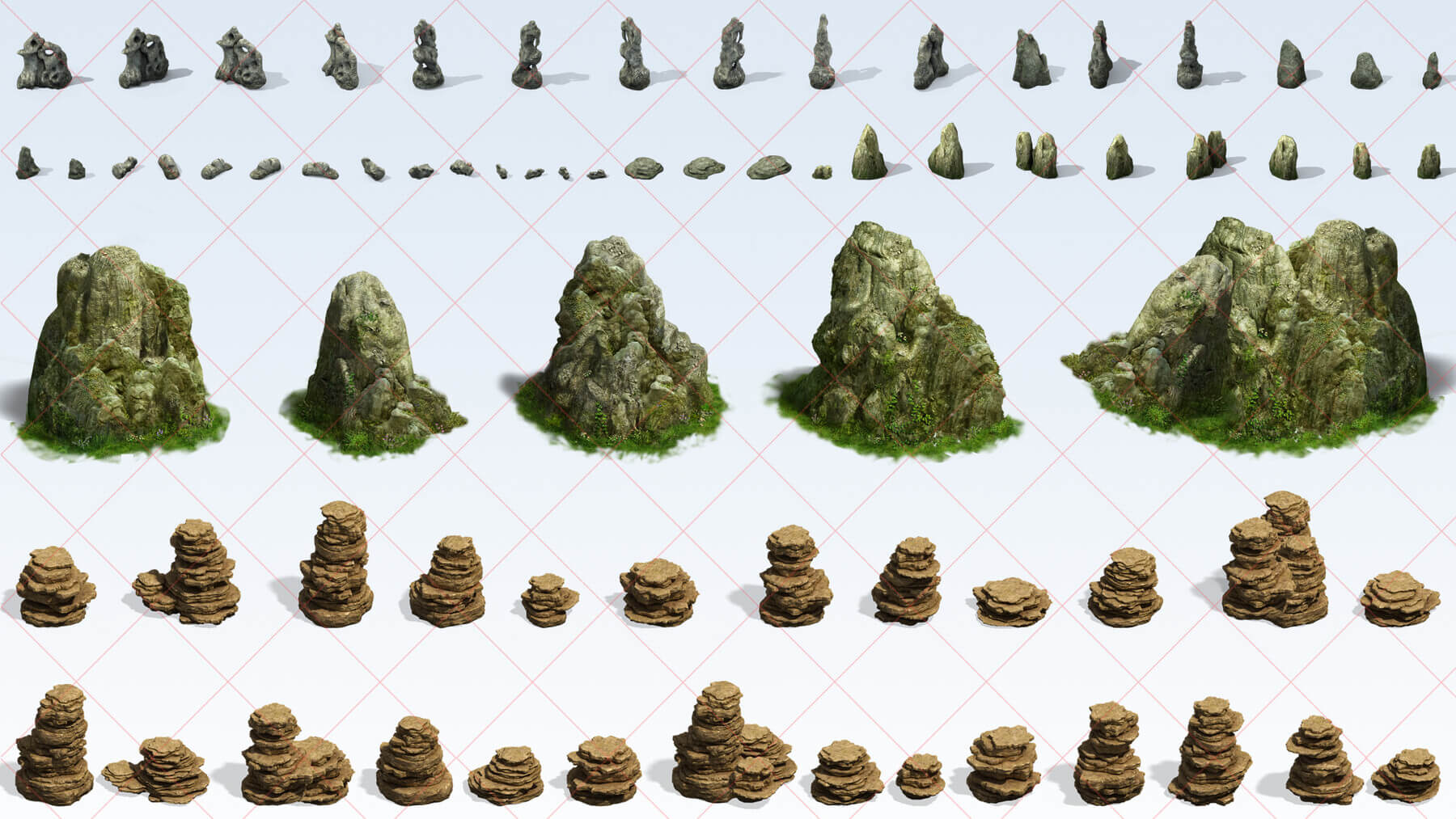150 Fantasy Mountain Canyon Stone Rock 2D Game Asset by 2dmagicpixel