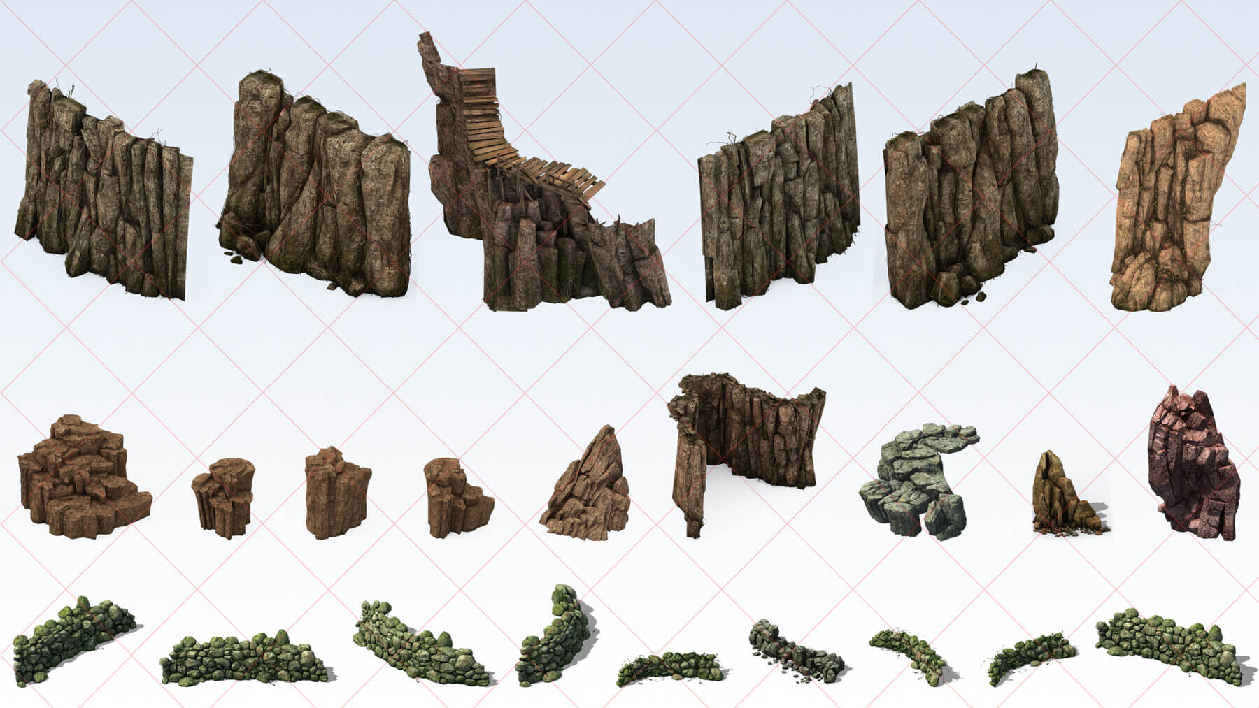 91 Transparent Mountain, Rock, Stone, Cliff 2D Game Asset by 2dmagicpixel