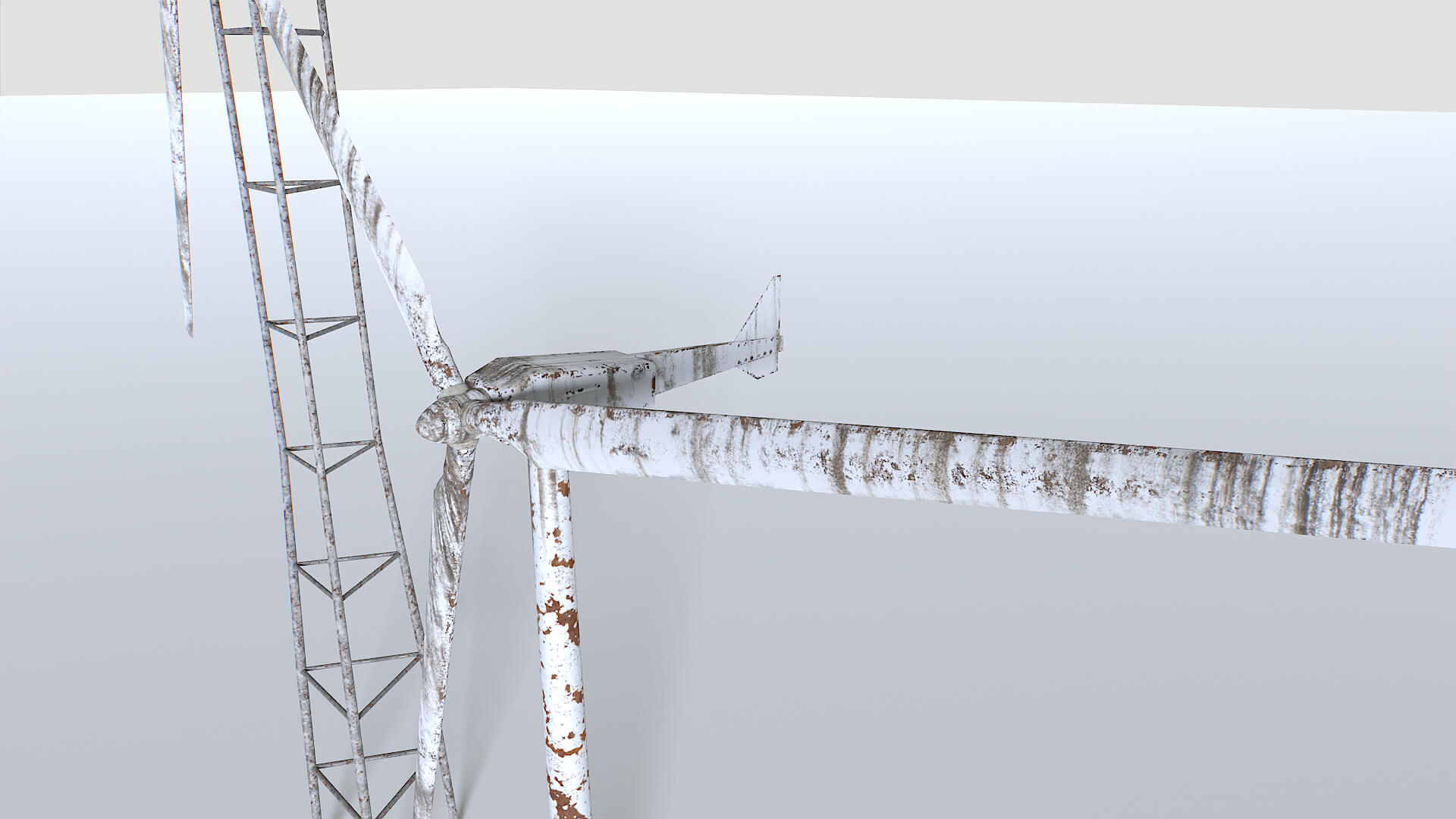 Rusty Rooftop Wind Turbine - 3D Model by 32cm