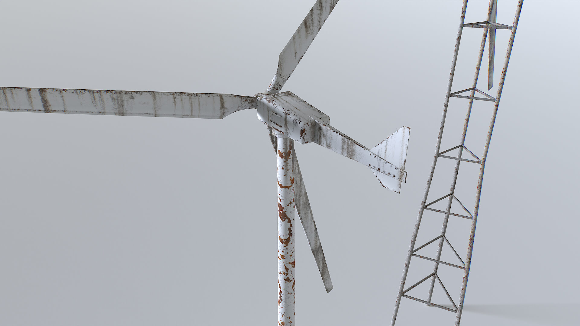 Rusty Rooftop Wind Turbine - 3D Model by 32cm