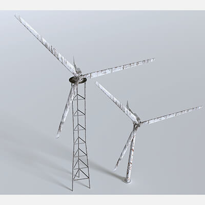 Rusty Rooftop Wind Turbine - 3D Model by 32cm