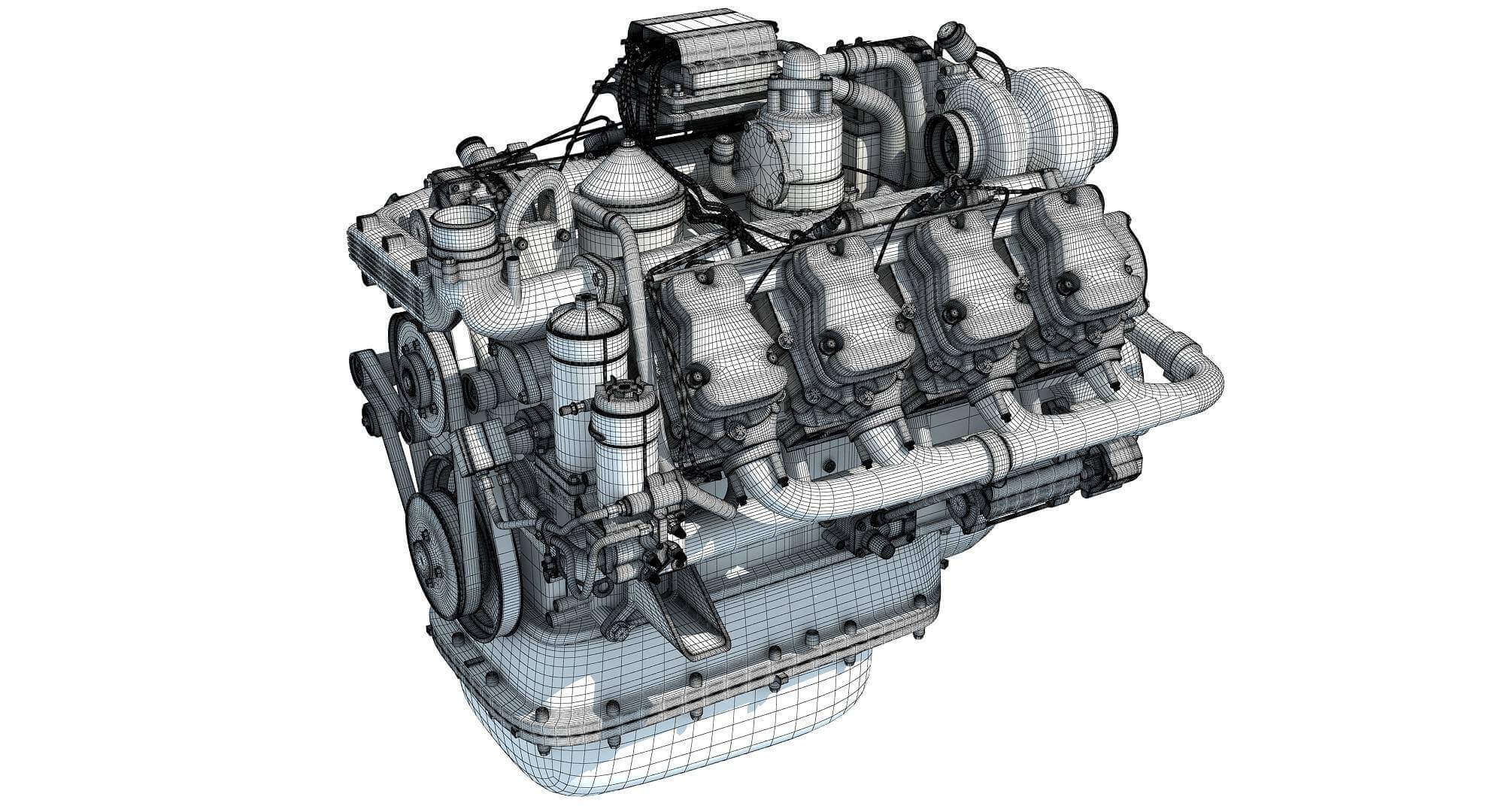 8 Cylinder Power Generation V8 Diesel Engine 3D Model by 3D Horse