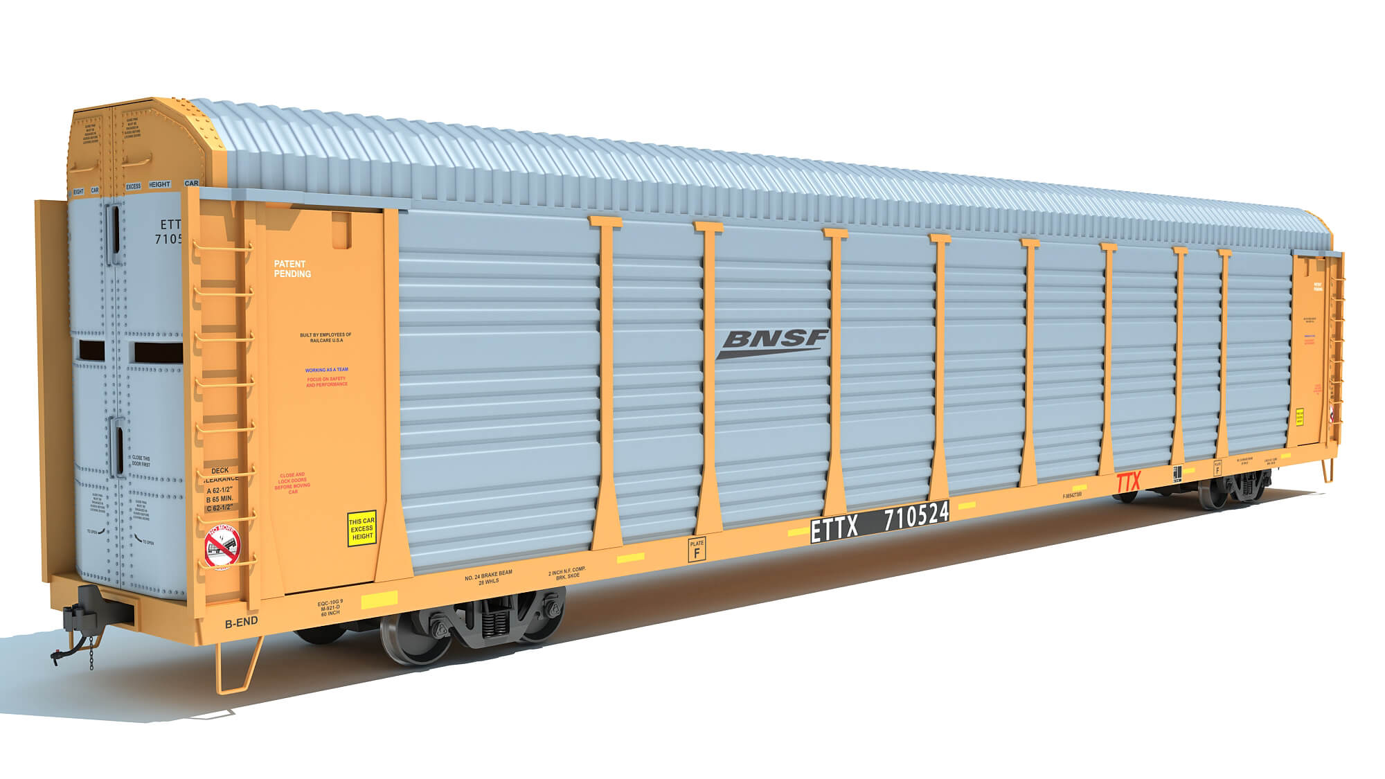 BNSF Auto Carrier Railroad Car - 3D Model by 3D Horse