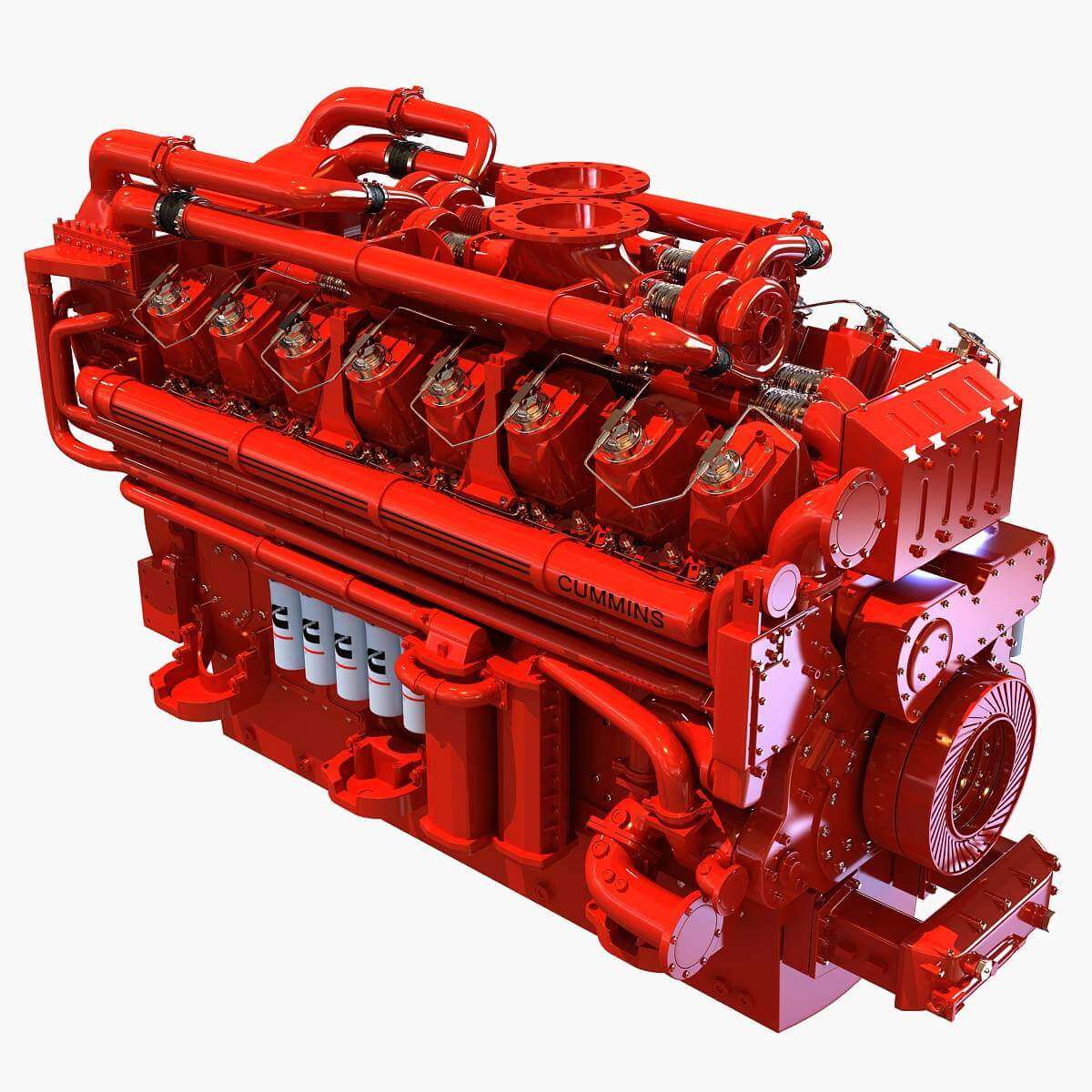 Cummins 16 Cylinder Diesel Engine 3D Model by 3D Horse