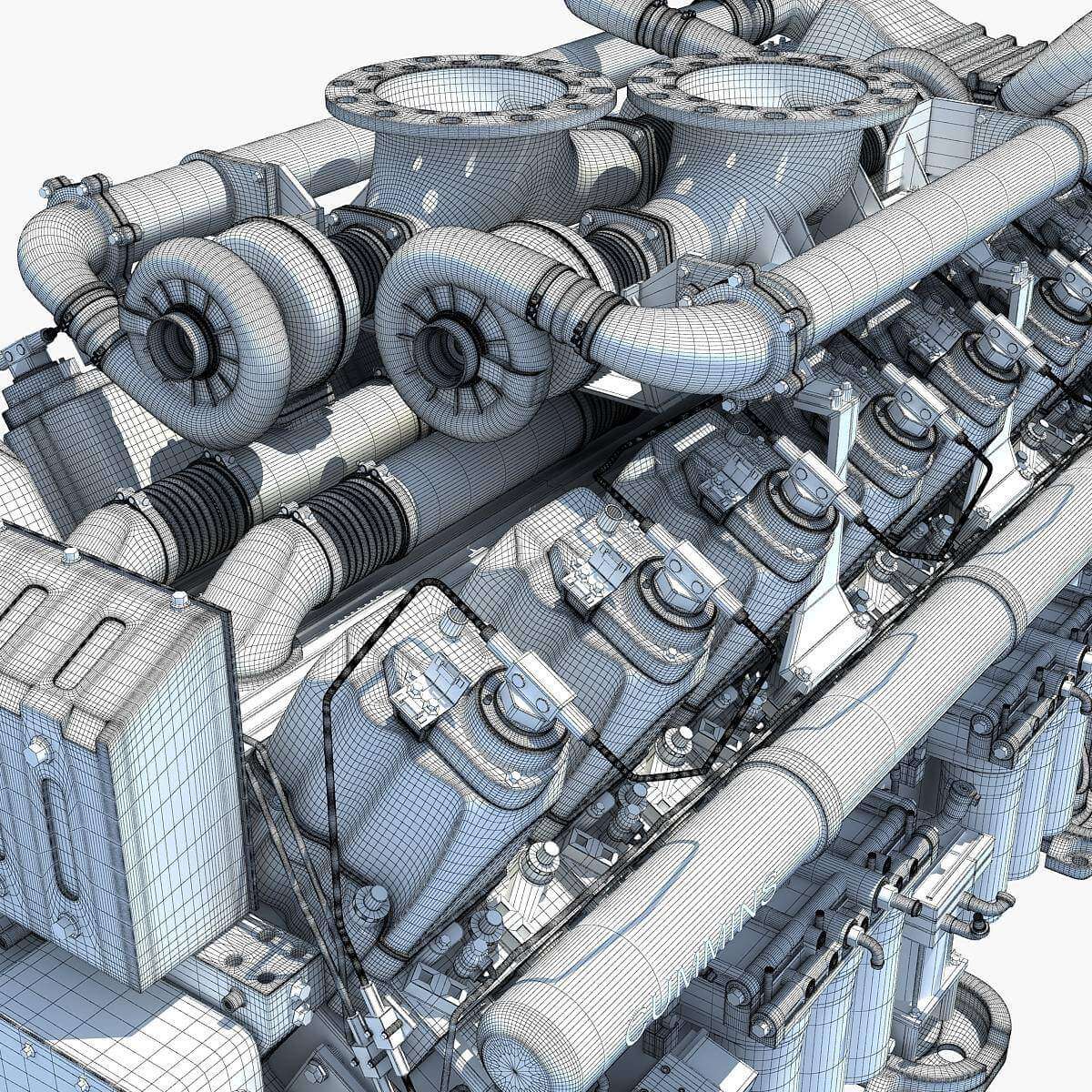 Cummins 16 Cylinder Diesel Engine - 3D Model by 3D Horse