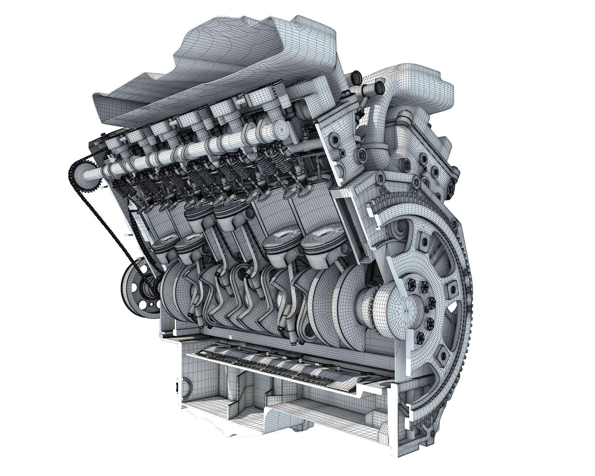 v12 engine drawing
