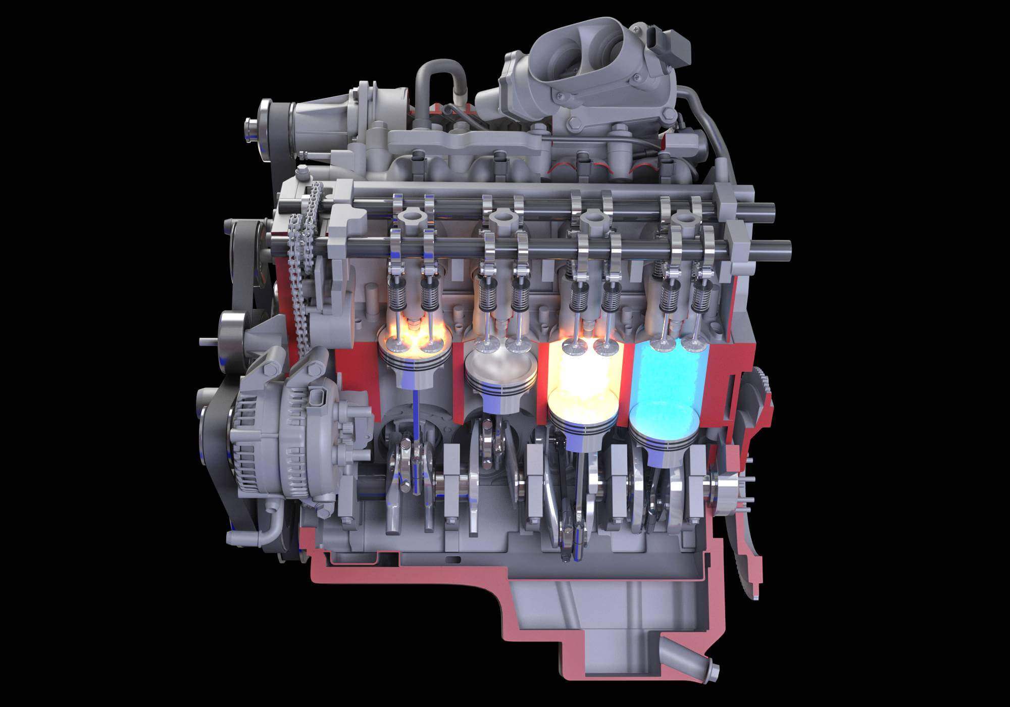 Cutaway V8 Engine Ignition - 3D Model by 3D Horse