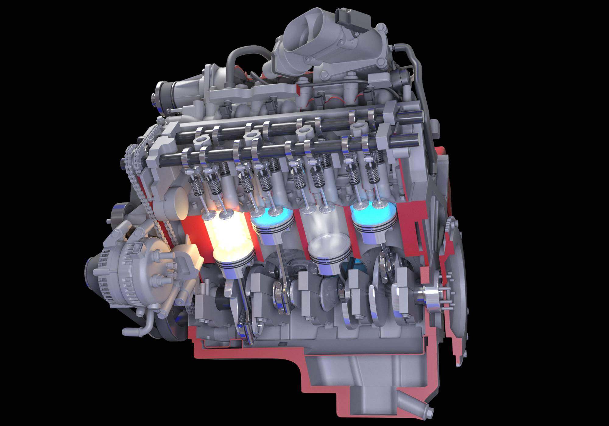 Cutaway V8 Engine Ignition - 3D Model by 3D Horse