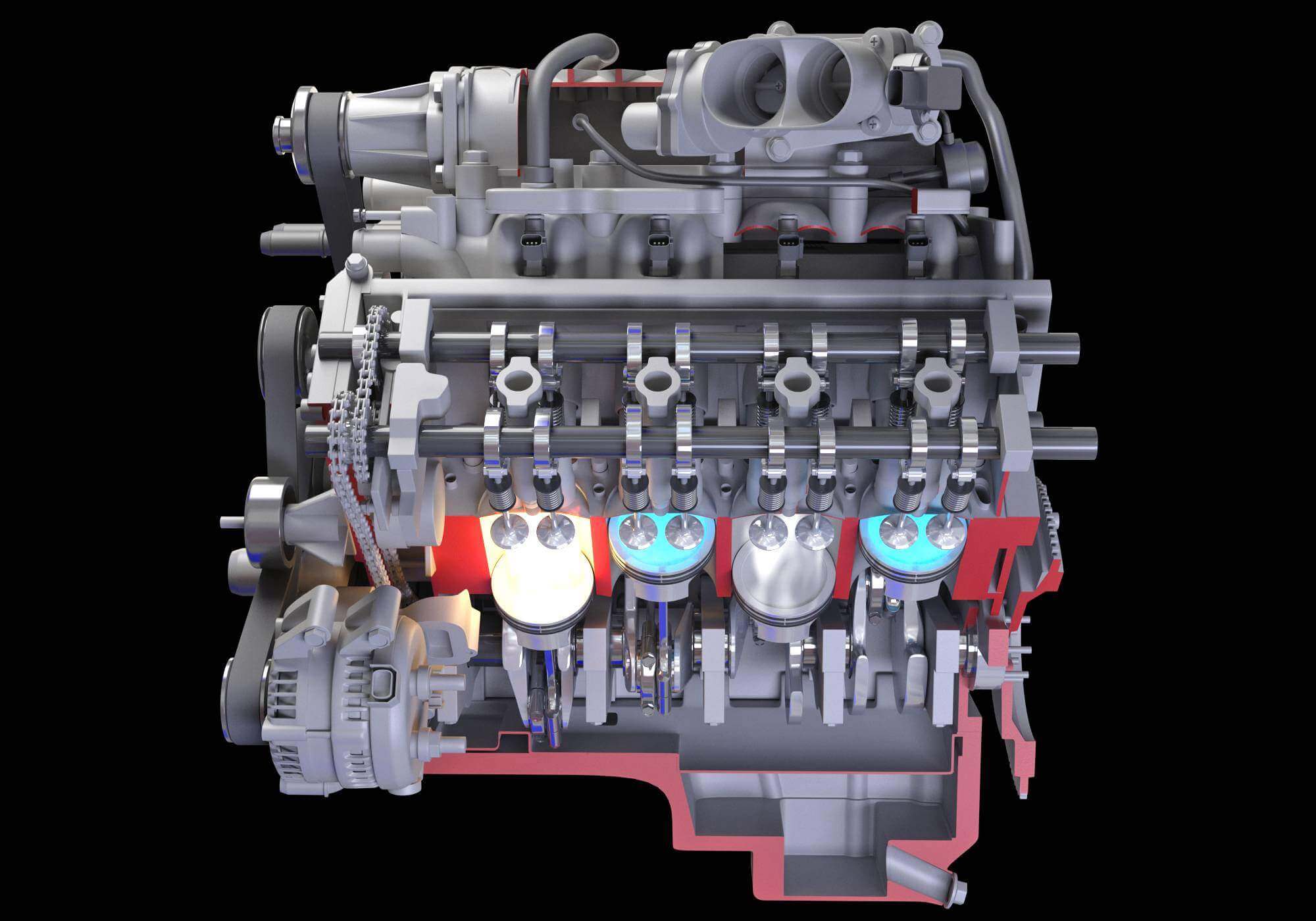 Cutaway V8 Engine Ignition - 3D Model by 3D Horse