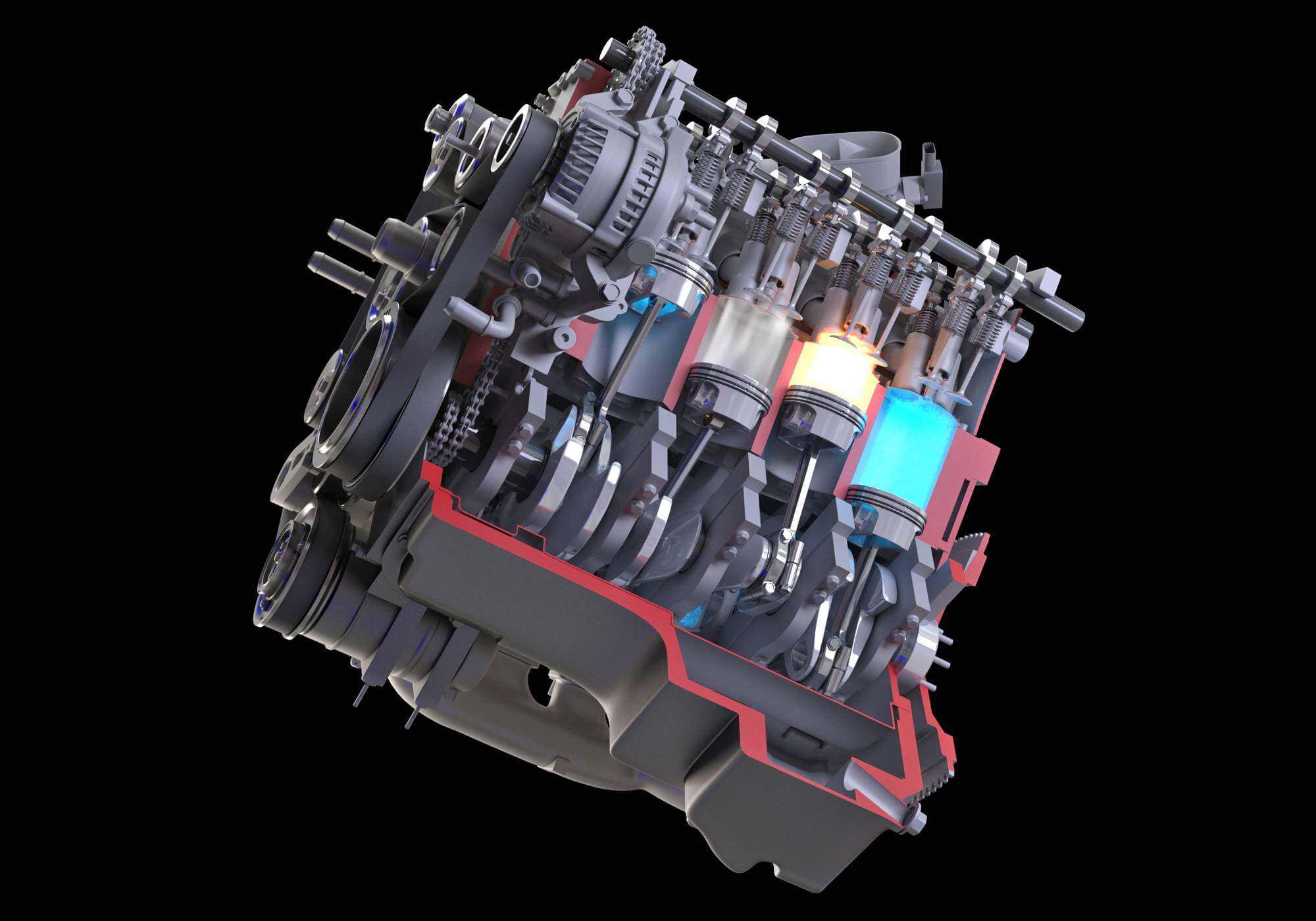 Cutaway V8 Engine Ignition - 3D Model by 3D Horse