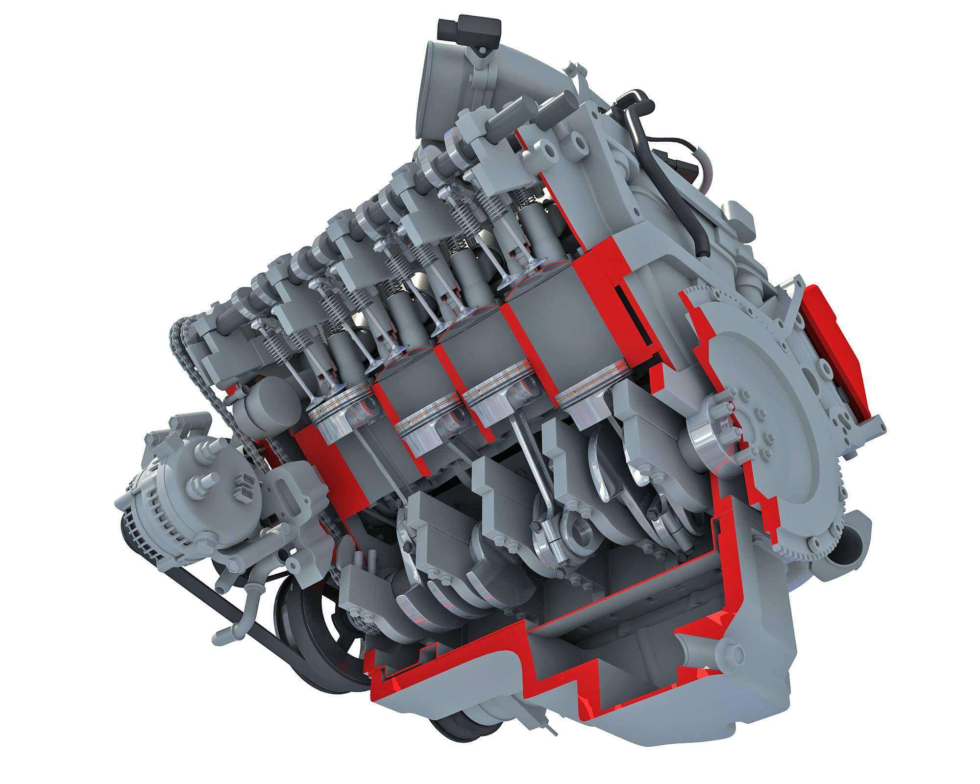 Cutaway V8 Engine 3D Model by 3D Horse