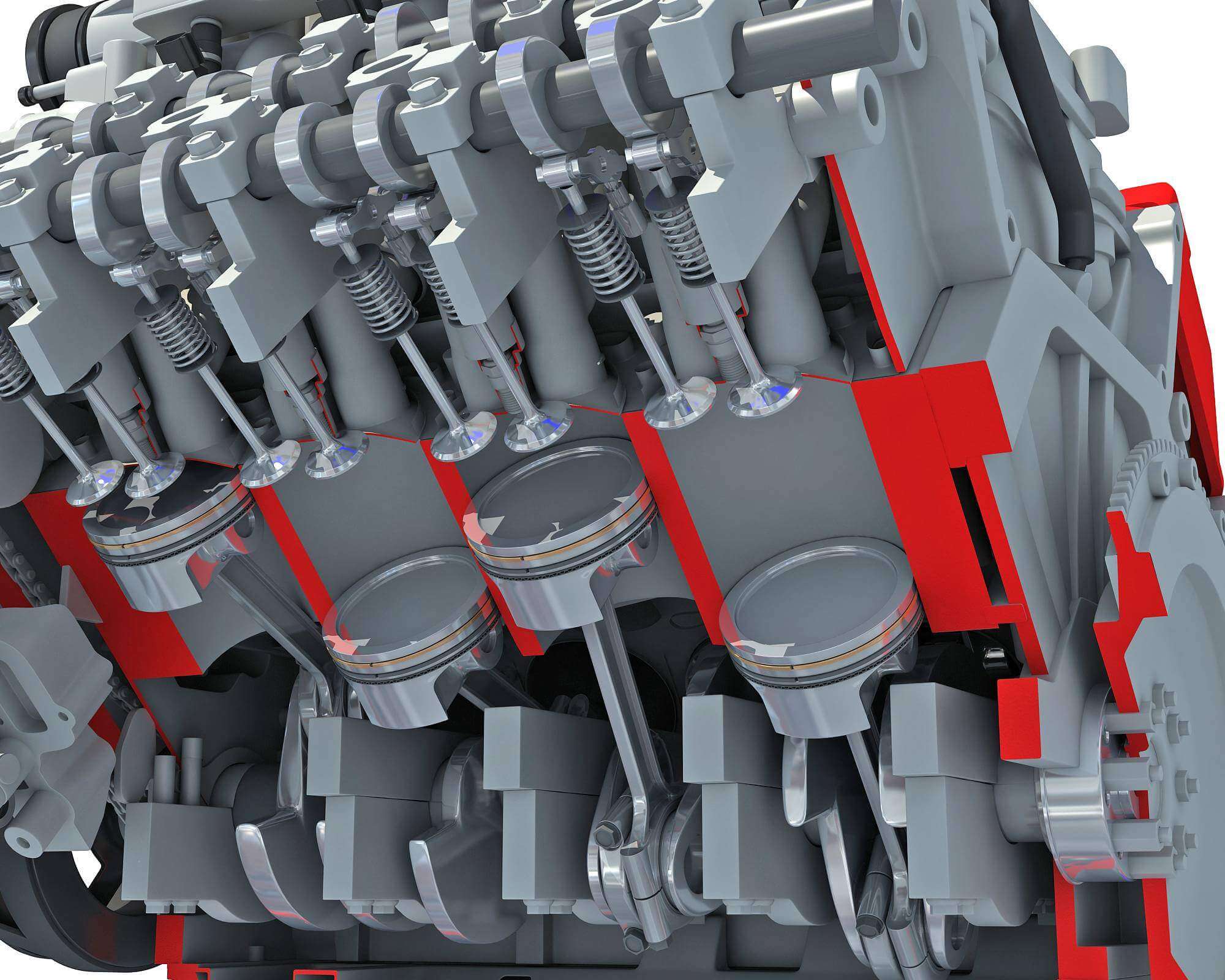 Cutaway V8 Engine 3D Model by 3D Horse