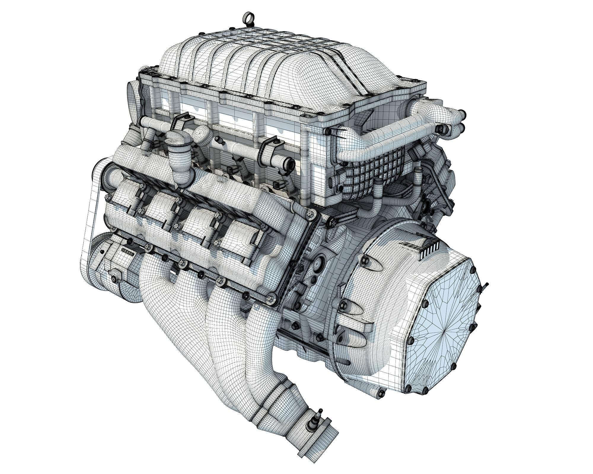 Dodge Supercharged HEMI V8 Engine 3D Model by 3D Horse