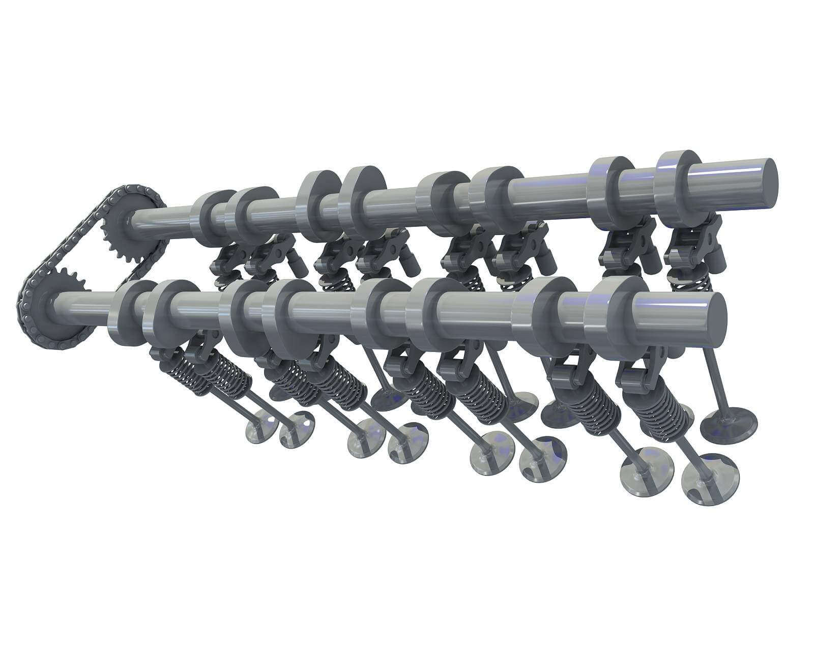 Engine Camshaft Valves 3D Model by 3D Horse