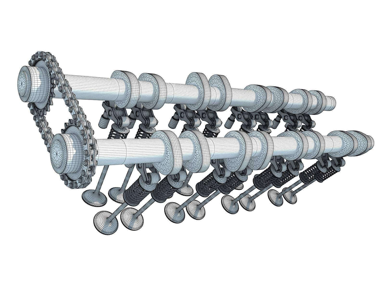Engine Camshaft Valves 3D Model by 3D Horse