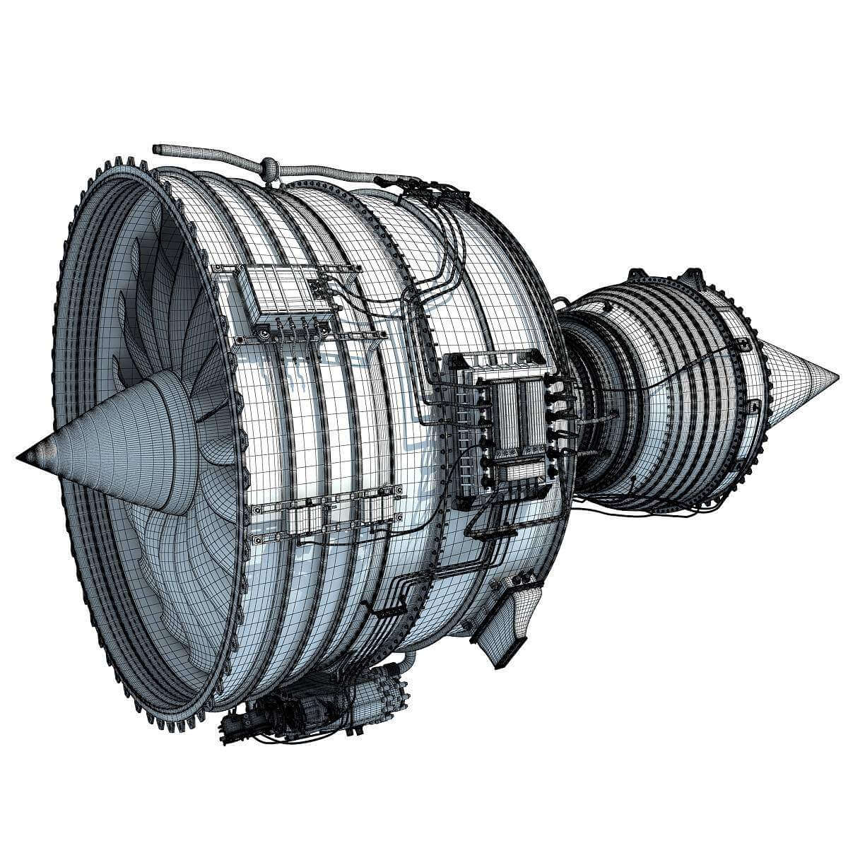 Full and Cutaway Turbofan Engine - 3D Model by 3D Horse