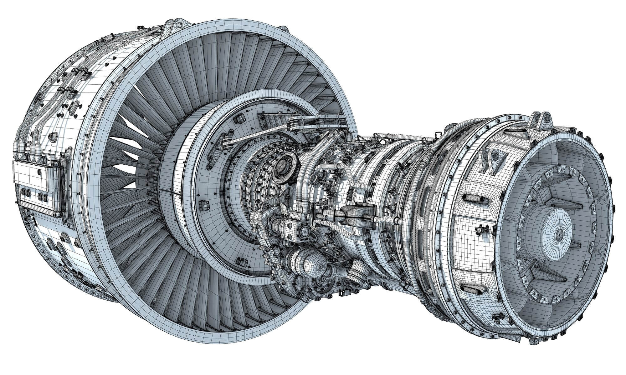 Full and Cutaway Turbofan Engine - 3D Model by 3D Horse