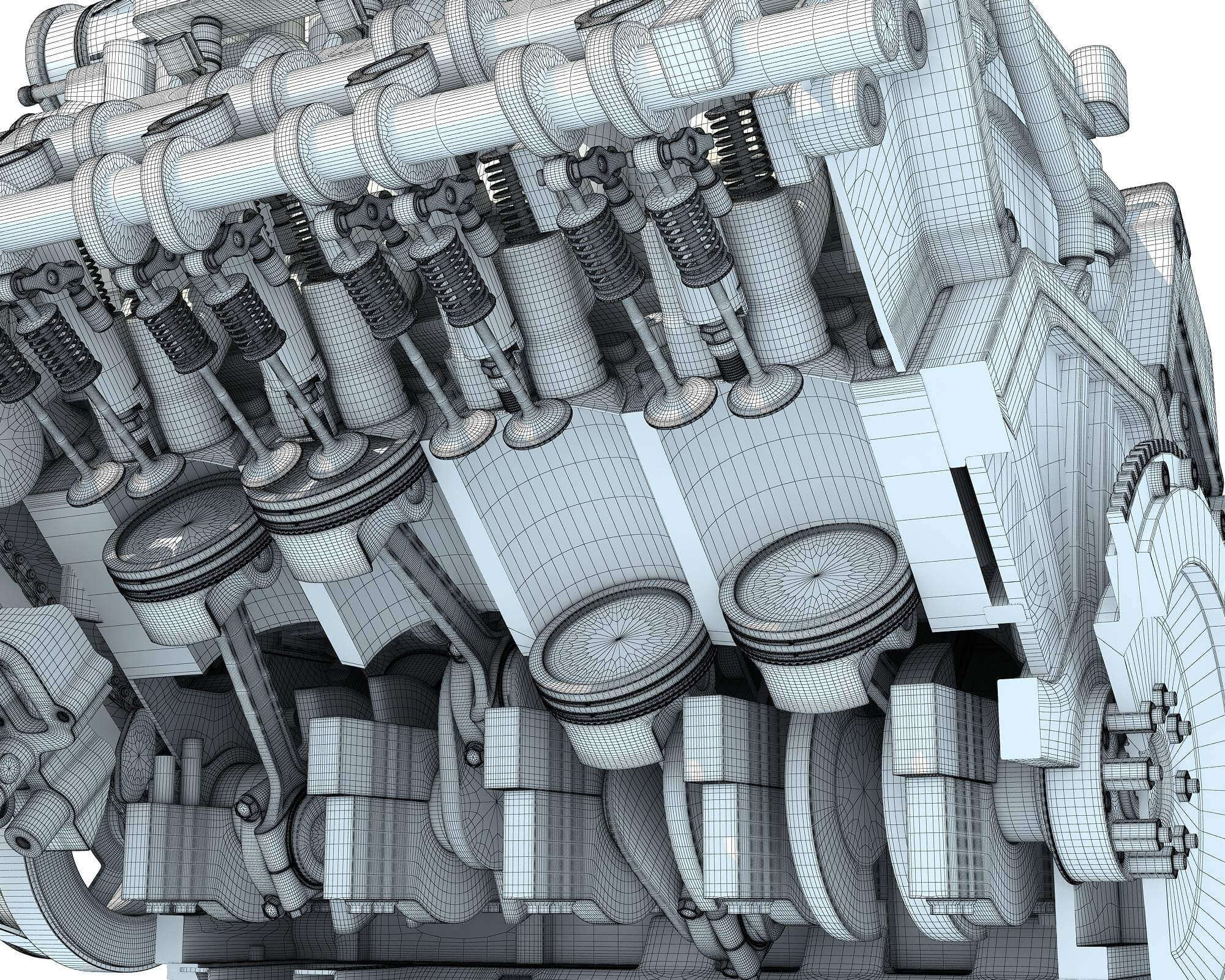 Full and Cutaway V8 Engine - 3D Model by 3D Horse