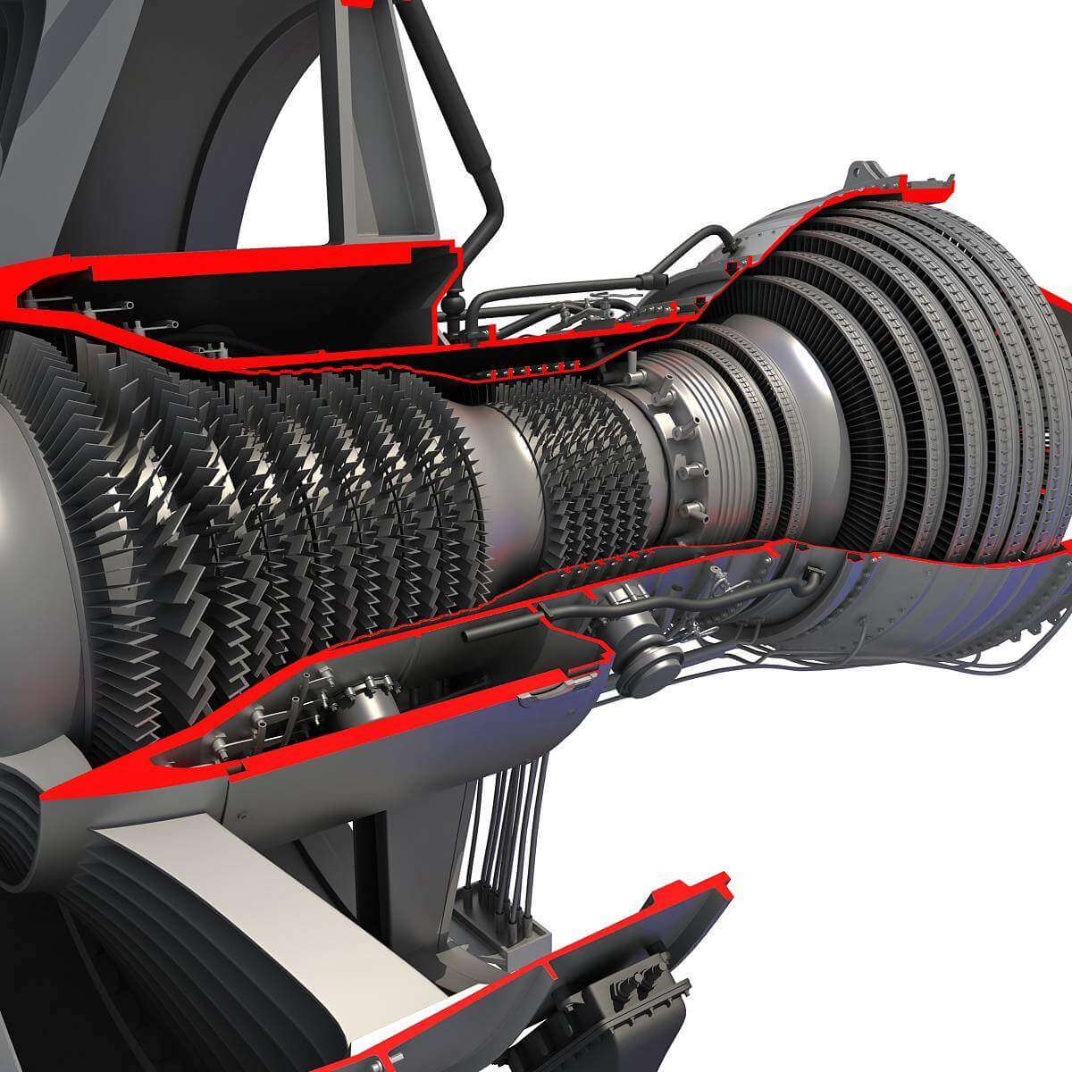 Jet Turbofan Engine Cutaway - 3D Model by 3D Horse