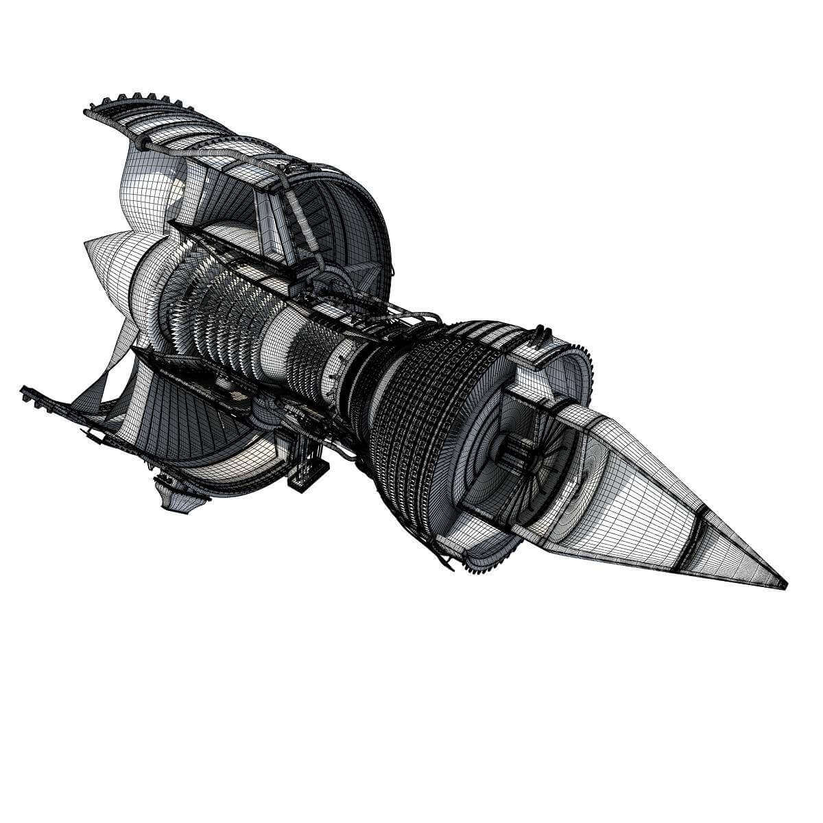 Jet Turbofan Engine Cutaway - 3D Model by 3D Horse