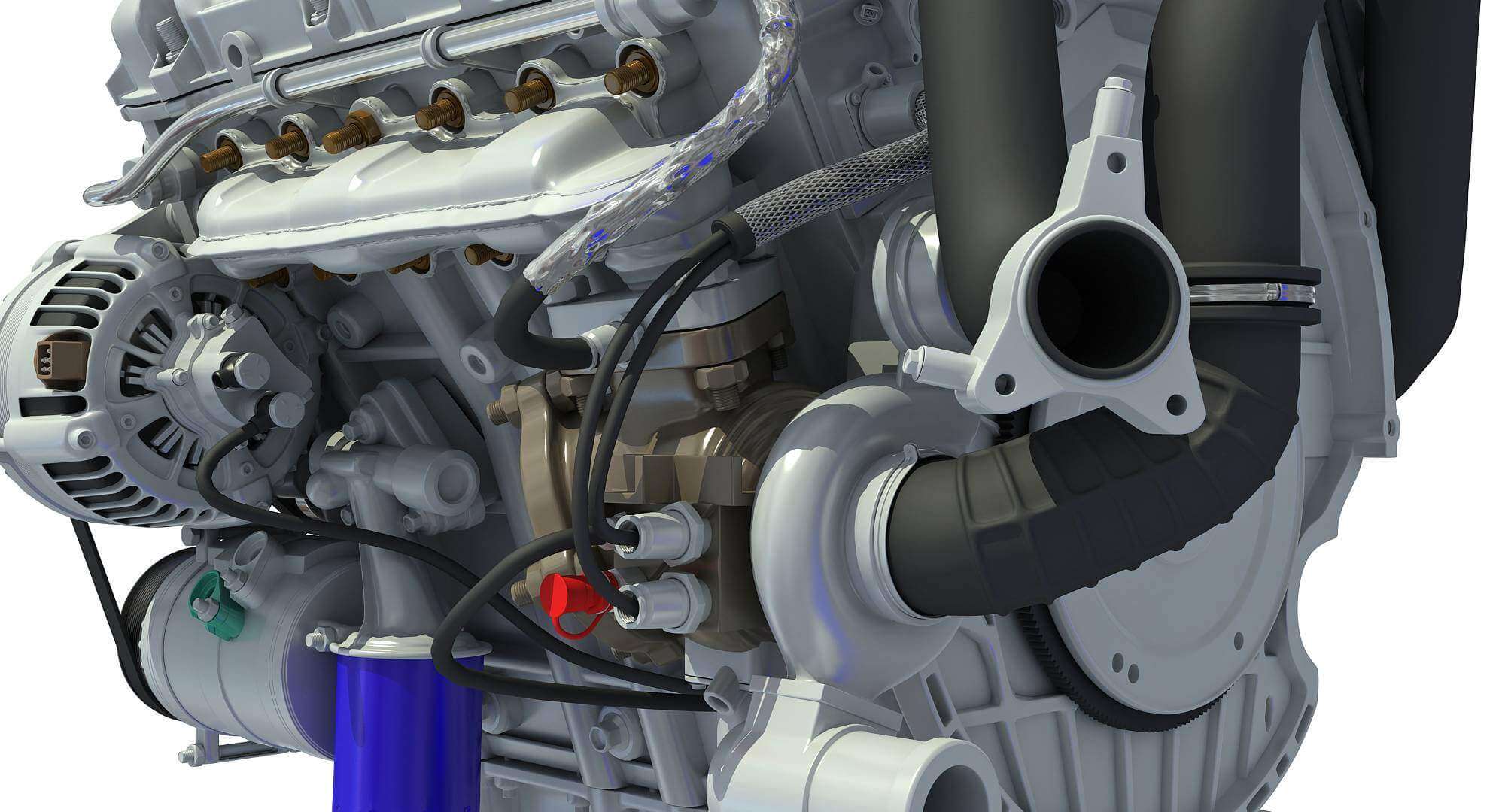 Turbocharged Direct Injection Gasoline Engine 3D Model by 3D Horse
