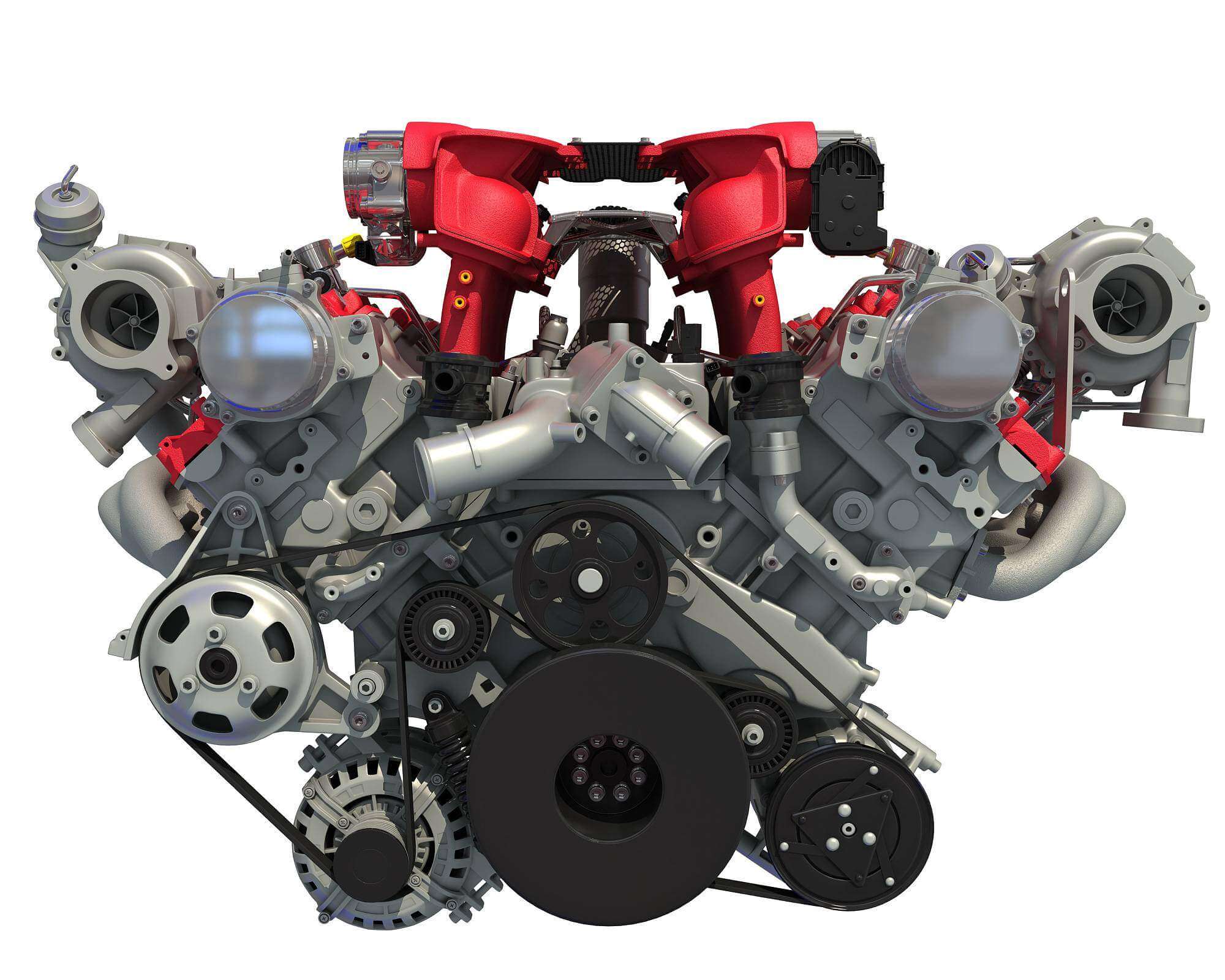 Twin Turbocharged V8 Engine 3D Model by 3D Horse