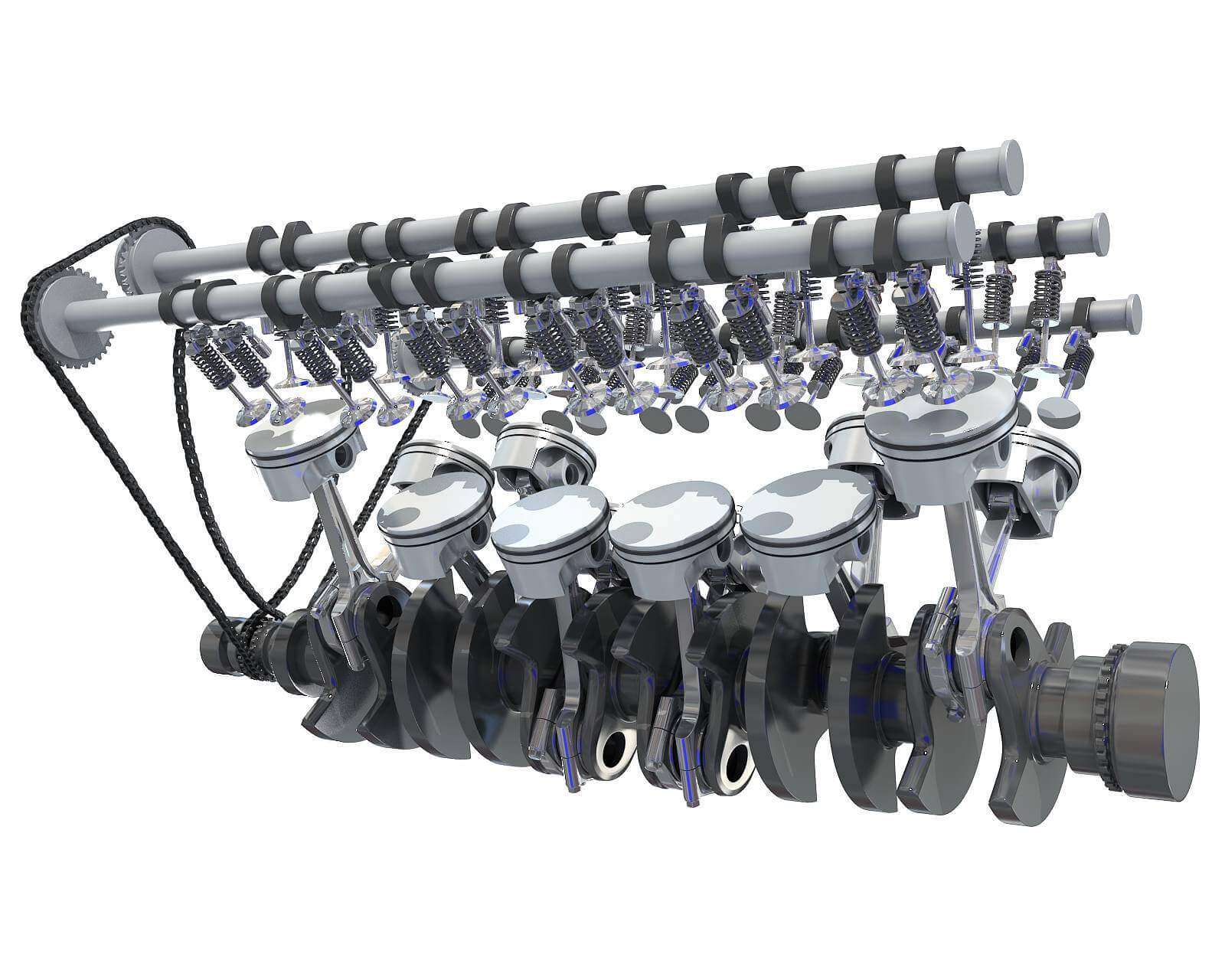 V12 Engine Cylinders Crankshaft 3D Model by 3D Horse