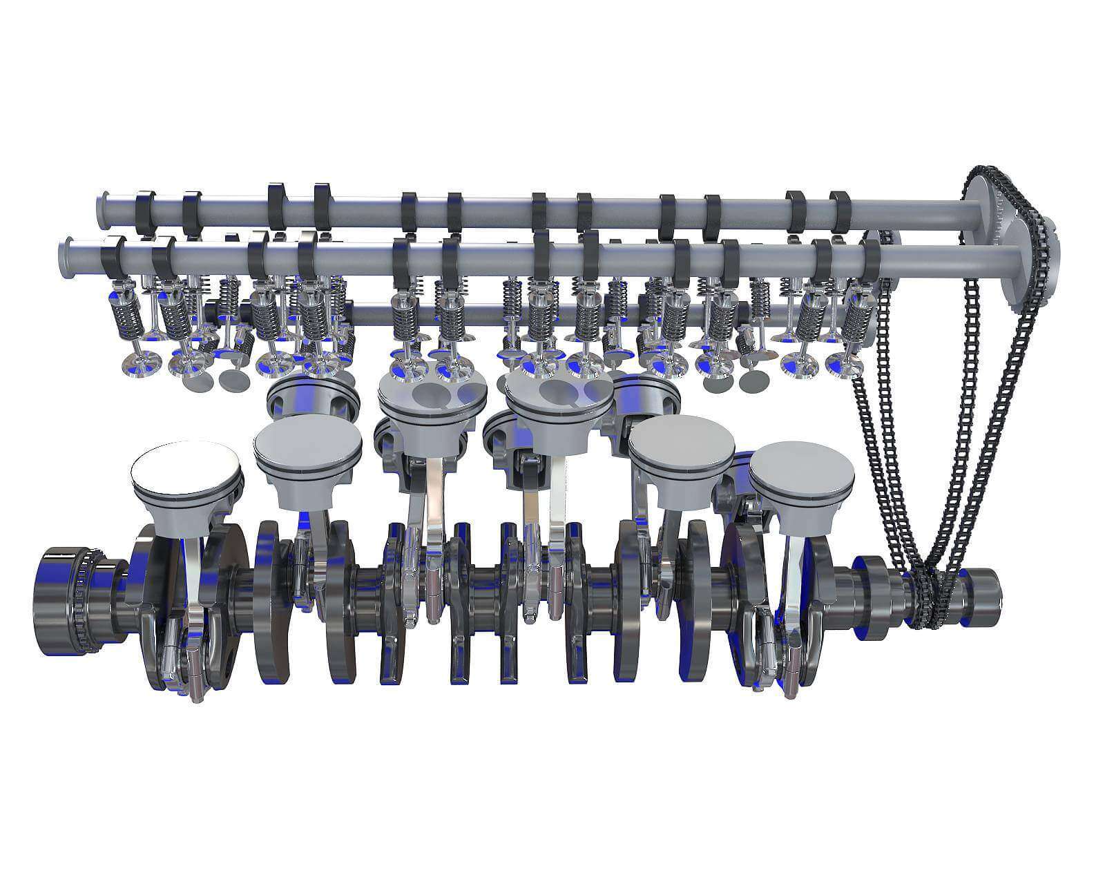 V12 Engine Cylinders Crankshaft 3D Model by 3D Horse
