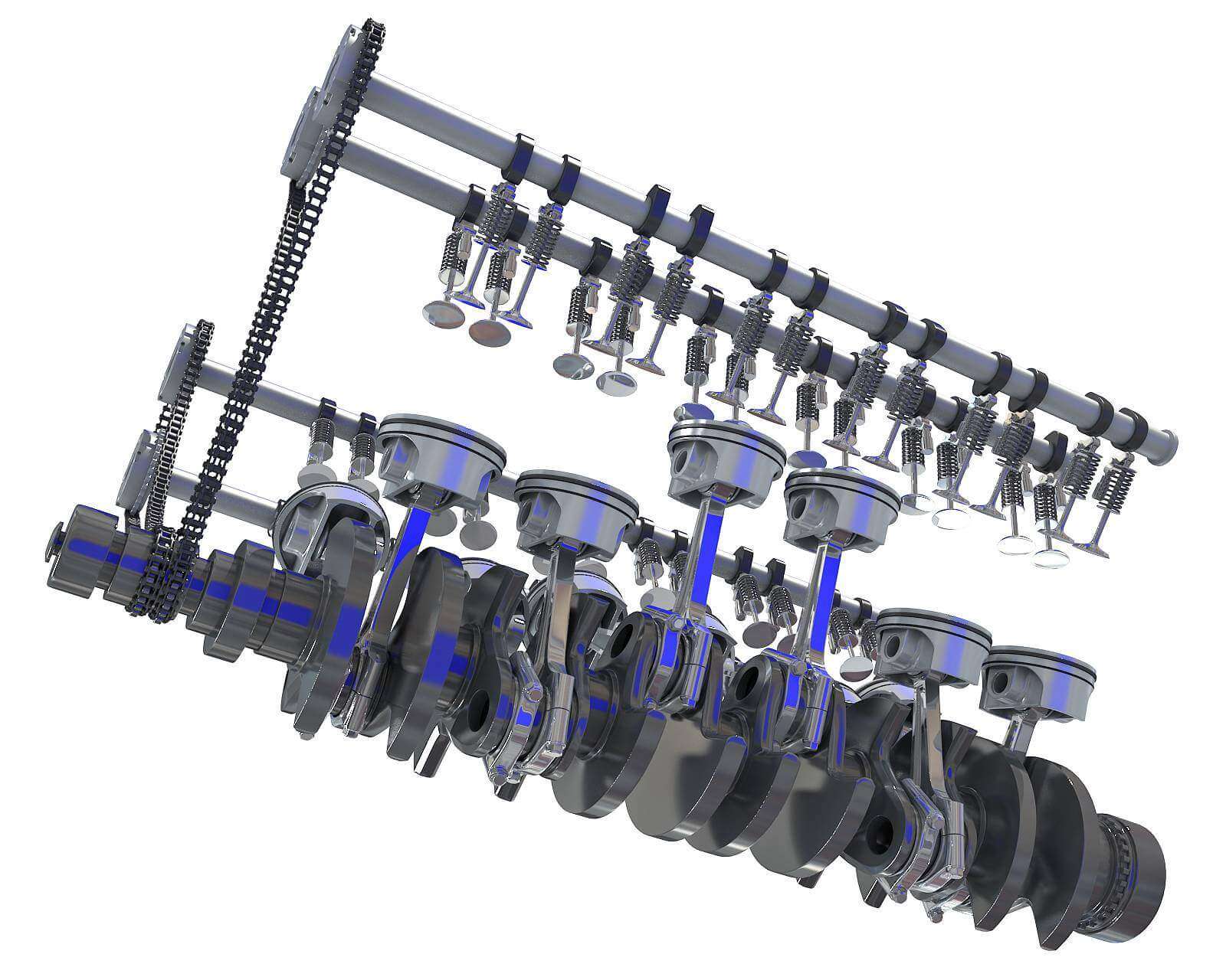 V12 Engine Cylinders Crankshaft 3D Model by 3D Horse
