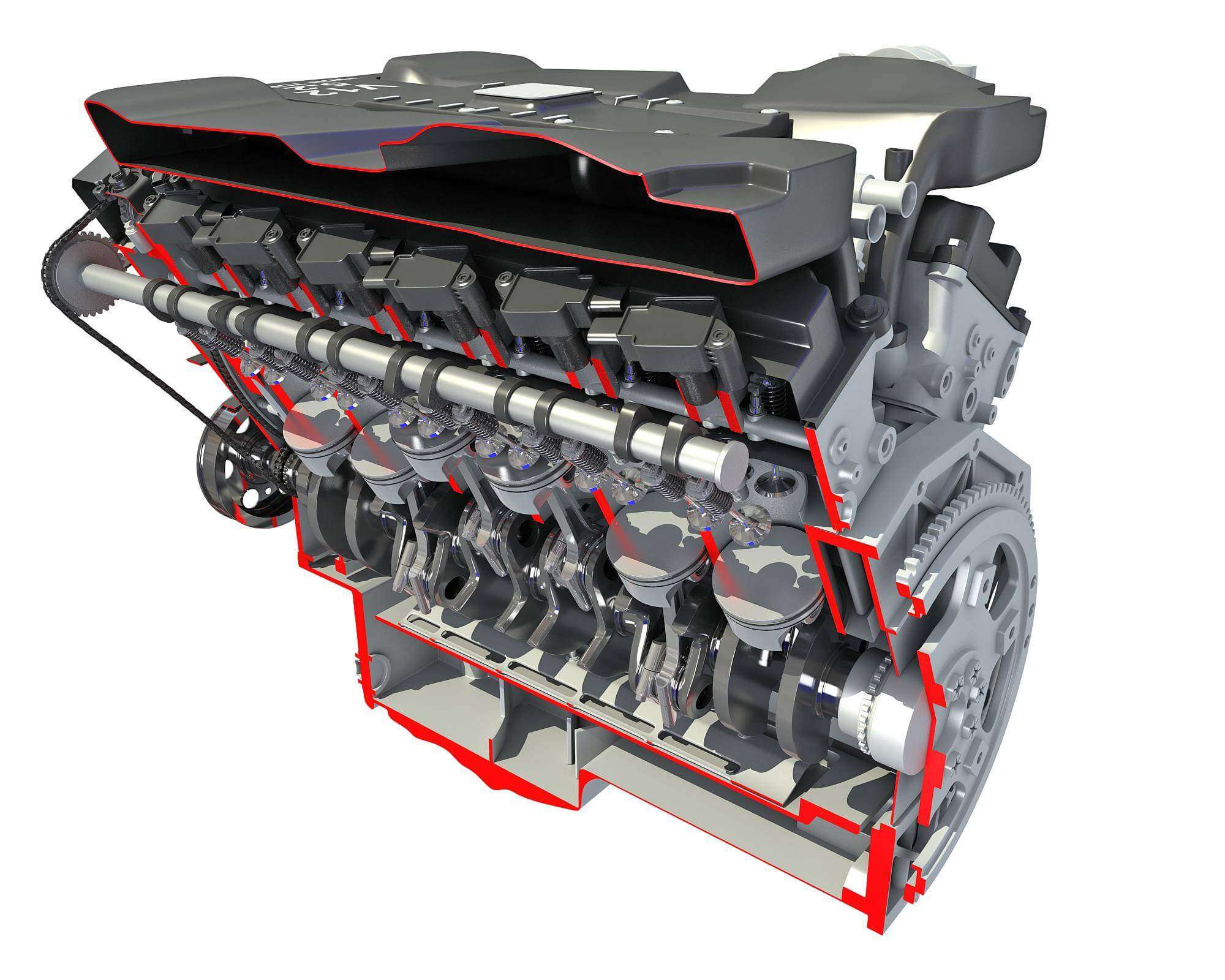 V12 Engine Full and Cutaway - 3D Model by 3D Horse