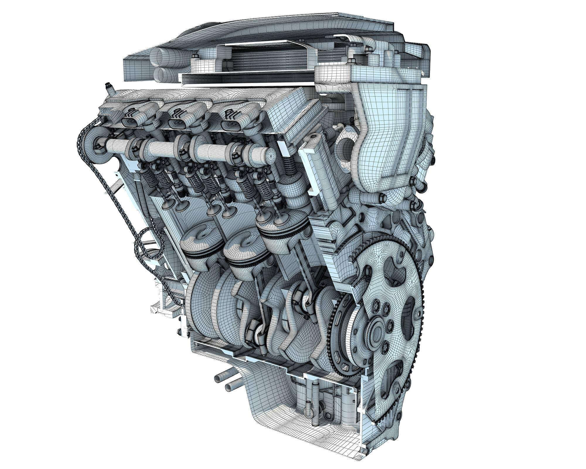 V6 Car Engine Cutaway 3D Model By 3D Horse