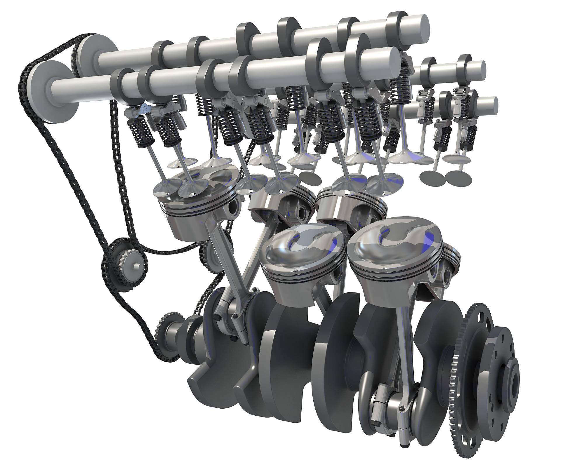 V6 Engine Cylinders Crankshaft 3D Model by 3D Horse