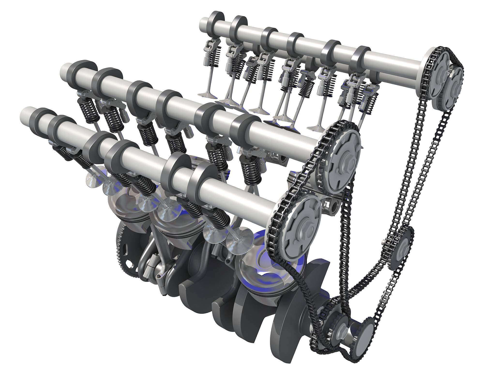 V6 Engine Cylinders Crankshaft 3D Model by 3D Horse