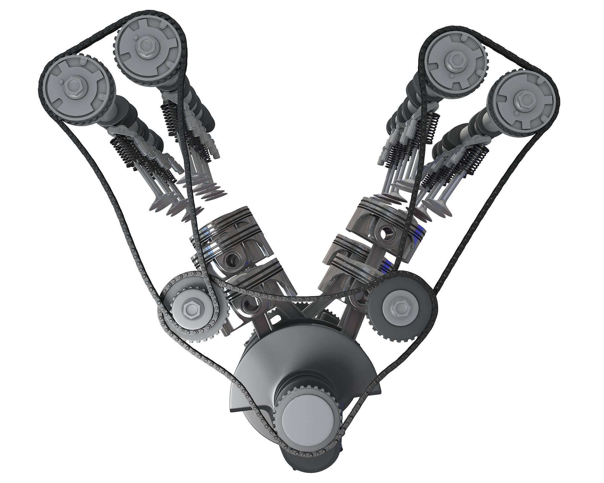 V6 Engine Cylinders Crankshaft 3D Model by 3D Horse