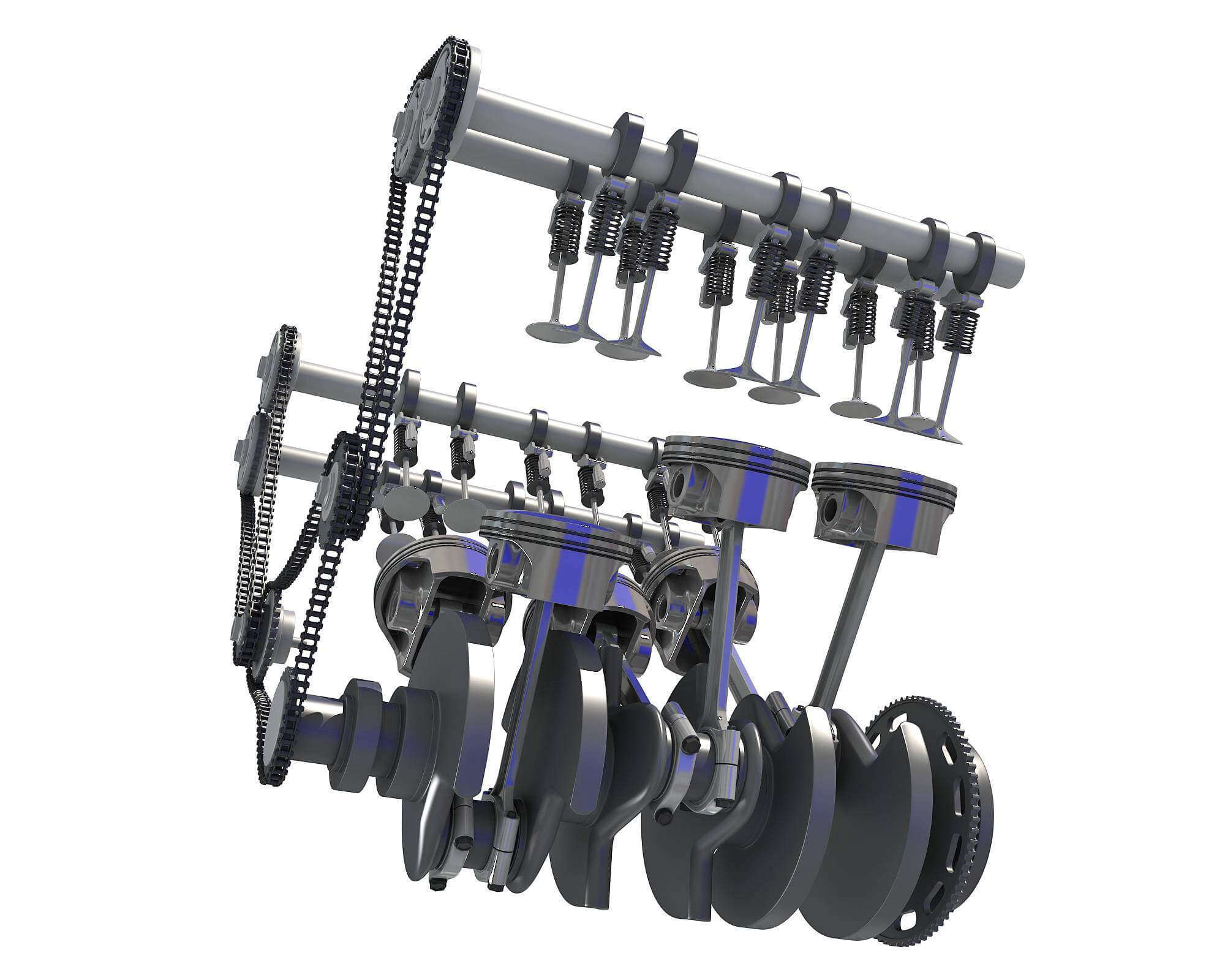V6 Engine Cylinders Crankshaft 3D Model by 3D Horse