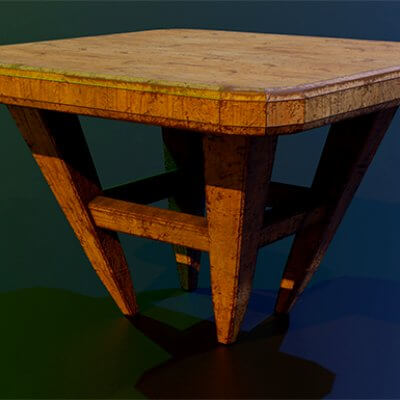 A Wooden Table with Scuffs and Abrasions