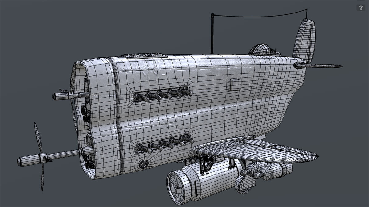 Stylized Dark Blue Airplane - 3D Model by 3D_Kod