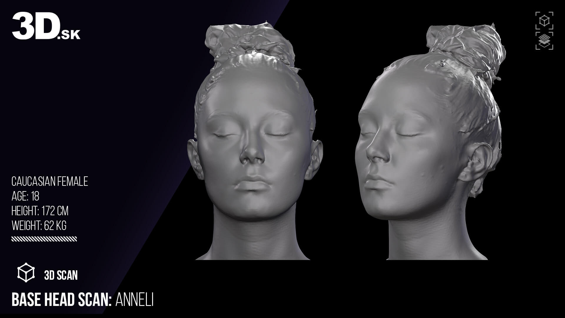 Base Head Scan Anneli 3D Model by 3dsk