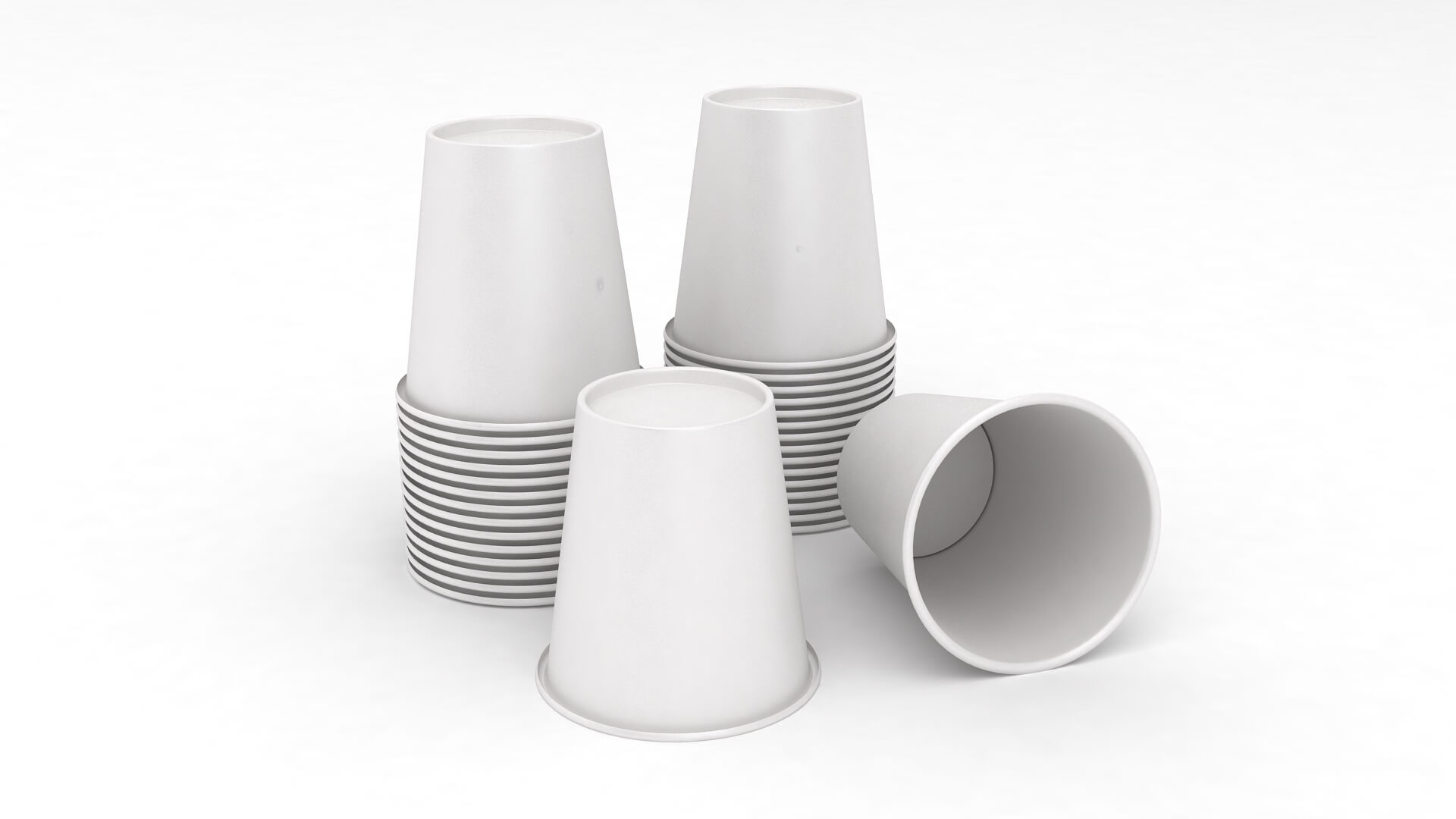 Stack of White Paper Cups - 3D Model by 3dcharity