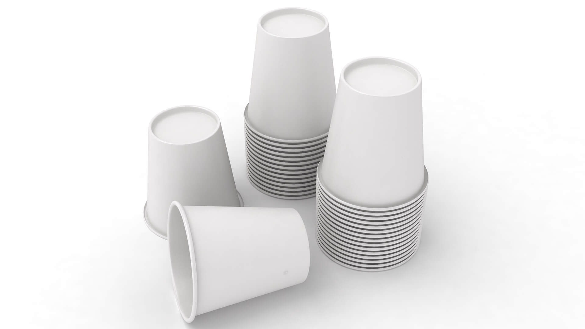 Stack of White Paper Cups - 3D Model by 3dcharity