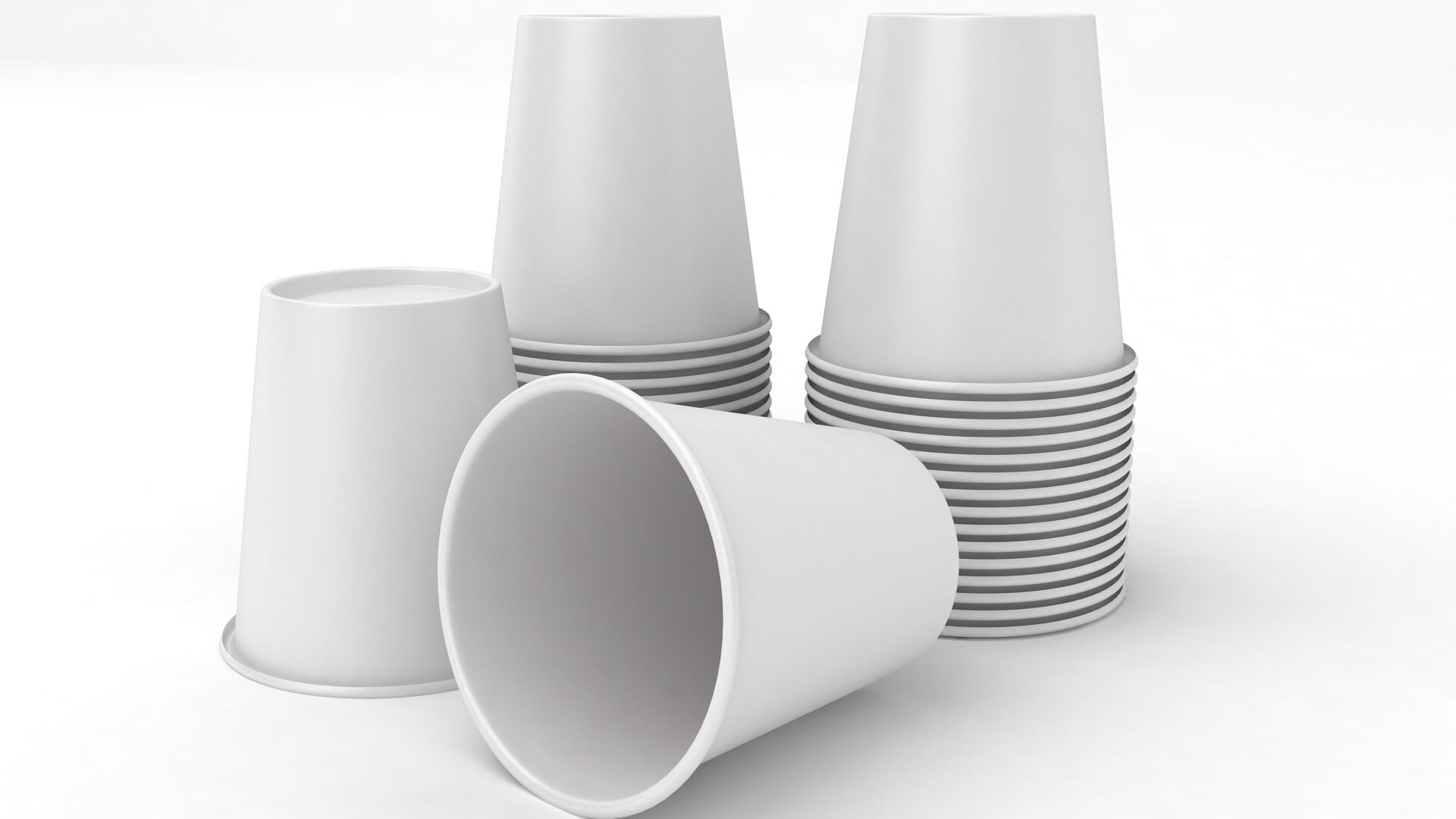 Stack of White Paper Cups - 3D Model by 3dcharity