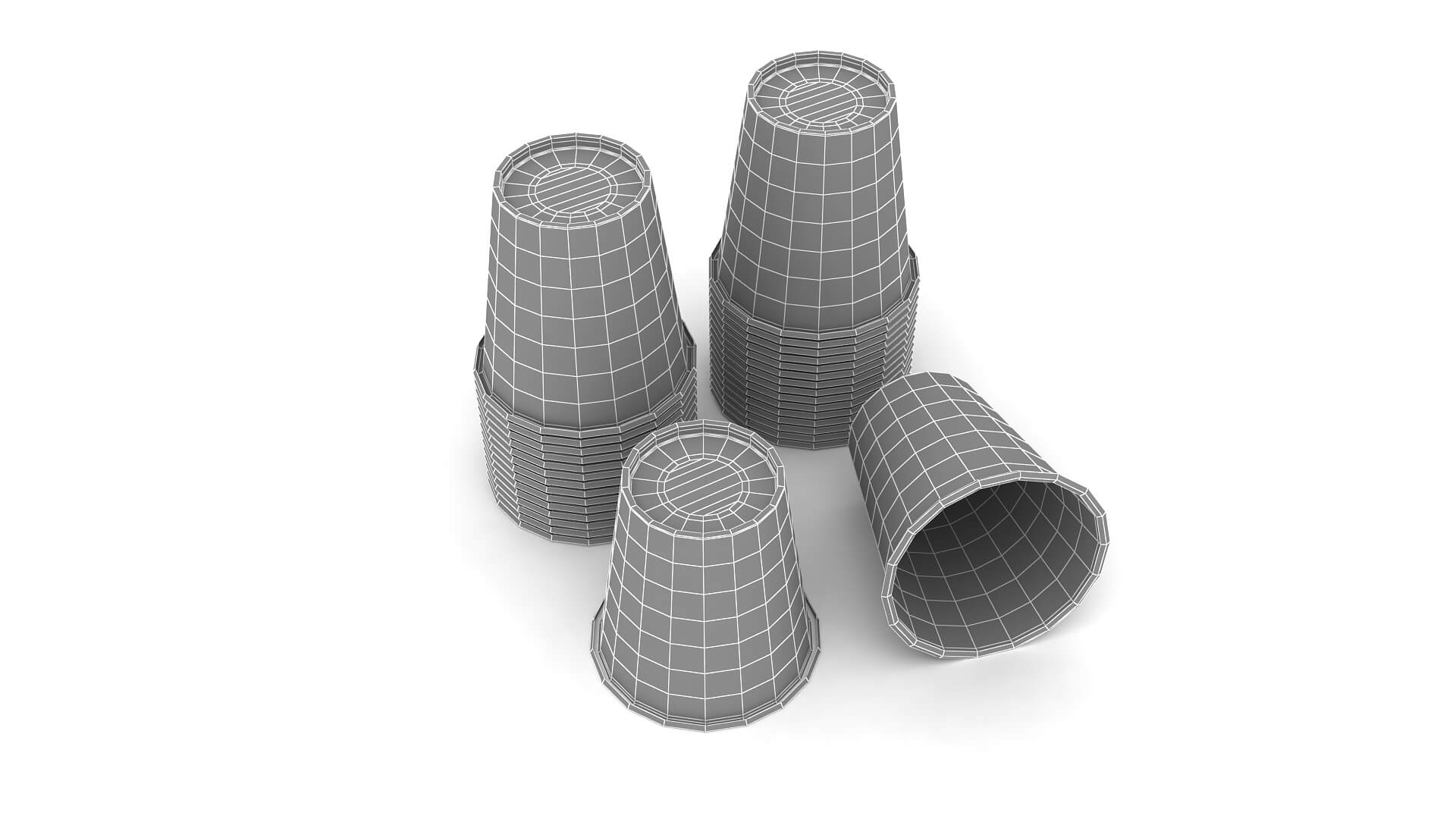 Stack of White Paper Cups - 3D Model by 3dcharity