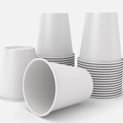 Stack of White Paper Cups - 3D Model by 3dcharity
