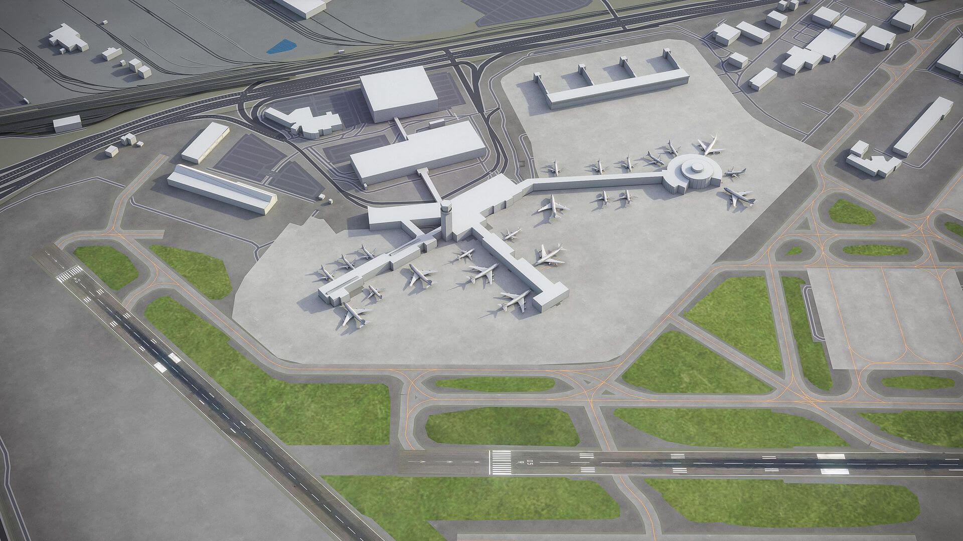 Cleveland Hopkins International Airport CLE 3D Model by 3dcitymodels