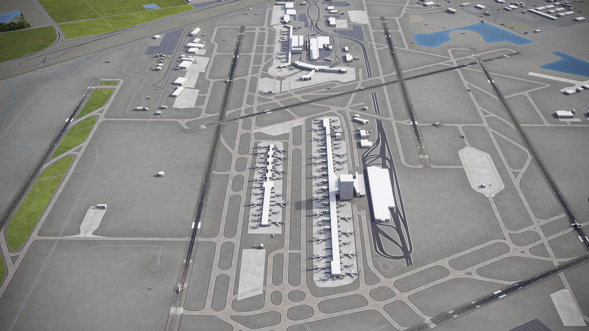 Detroit Metropolitan Wayne County Airport DTW 3D Model by 3dcitymodels