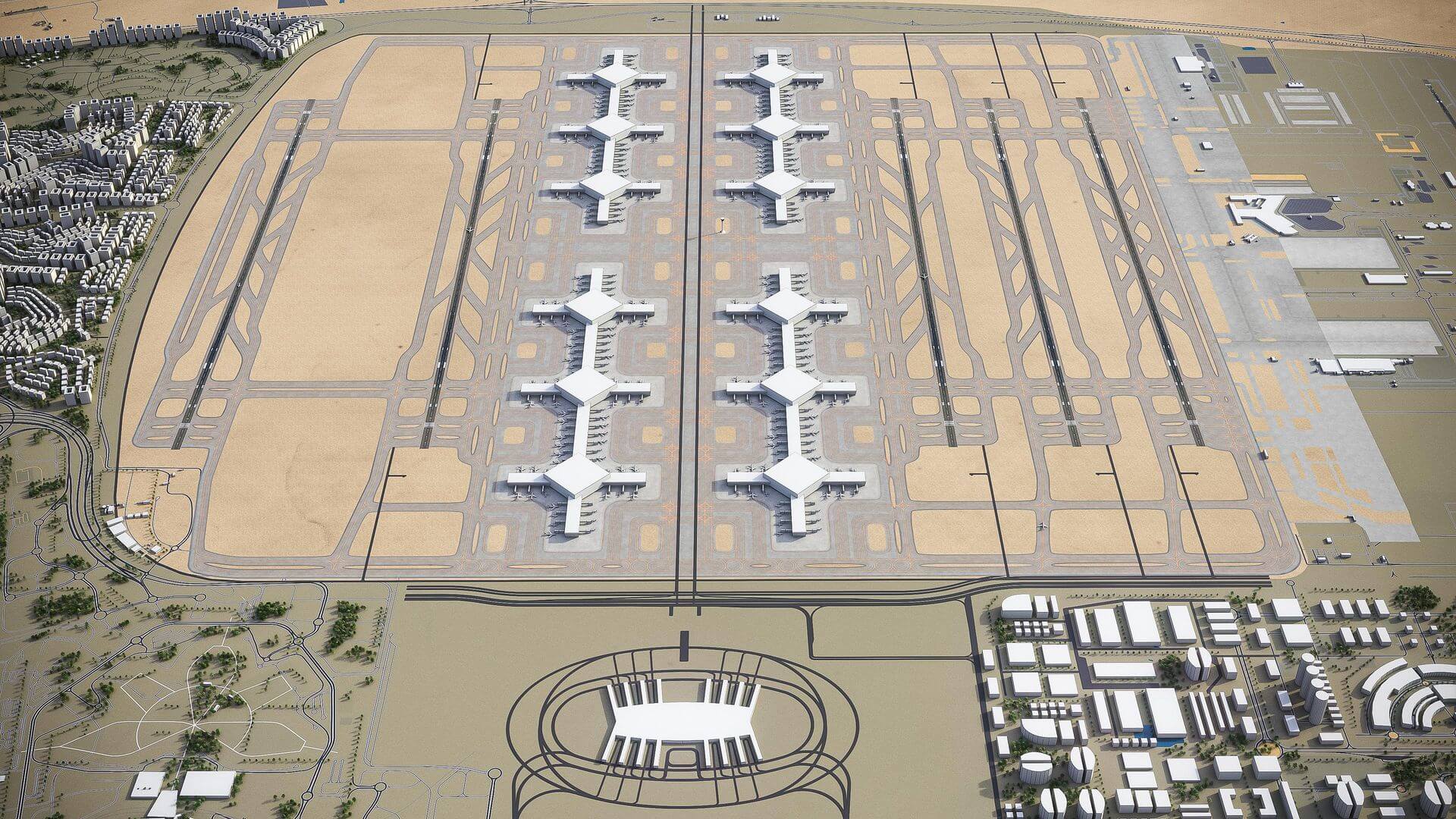 Dubai Al Maktoum International Airport DWC 3D Model by 3dcitymodels